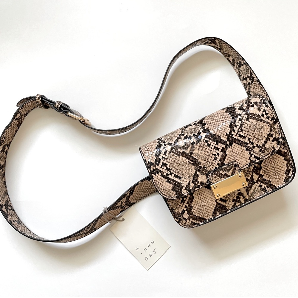 A New Day snake print belt bag. NWT